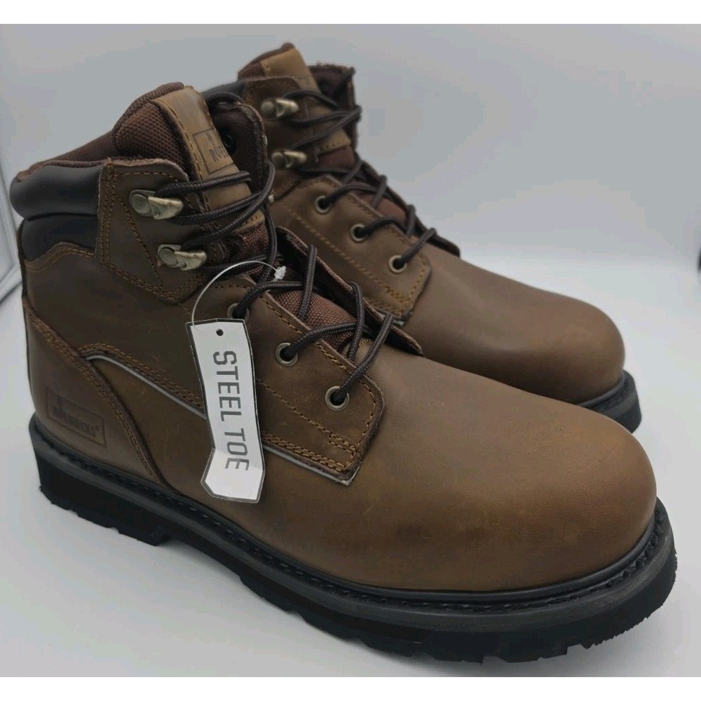 New Men's Leather Roebucks Steel toe Work Boots Size 11